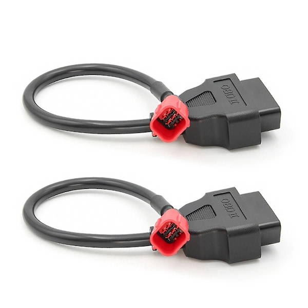 2 stk. 6 til 16-polet motorcykel OBD-adaptere OBD2 diagnostisk kabelforlænger stik til Black