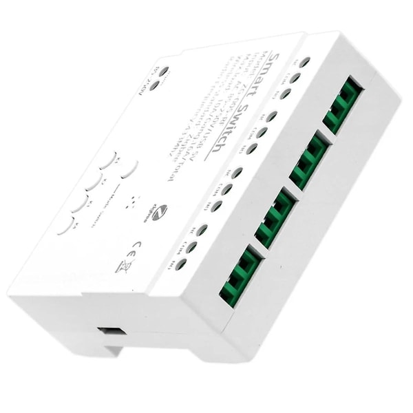 4 kanaler Tuya ZigBee Smart Switch Modul RF433 Smart Home Automation DIY Breaker Trådløs Relæ Stemmekontrol White