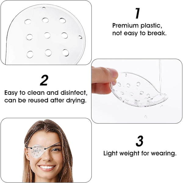 Porös transparent ögonlapp, 9 hål skyddande plastögonskydd med justerbar rem, andningsbar ögonmask för postoperativ återhämtning för barn, White