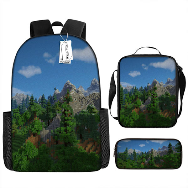 MINECRAFT Skolryggsäck My World Speltillbehör Ryggsäck Tre-delad Set