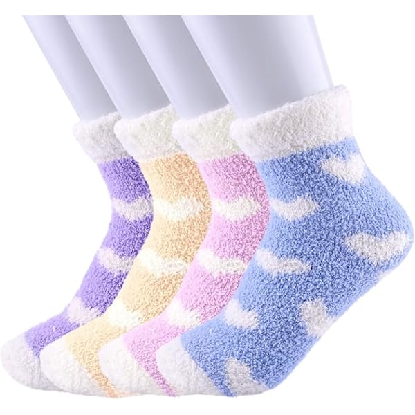 4 Pairs Women's Plush Bed Socks Winter Fluffy Comfort Socks Women's Slipper Socks