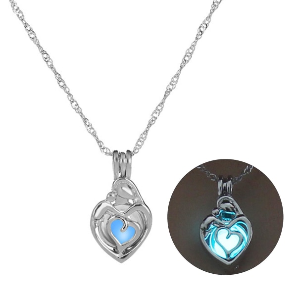 Lysende halskæde Hudvenlig Rustfast legering Hjerteformet smykkehalskædedekor til kvinder Bluegreen