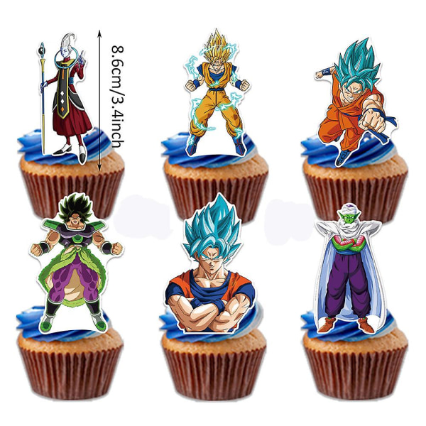 Dragon Ball-tema bursdagsfestutstyr inkludert bannerballongsett Kake Cupcake Toppers dekorasjonssett