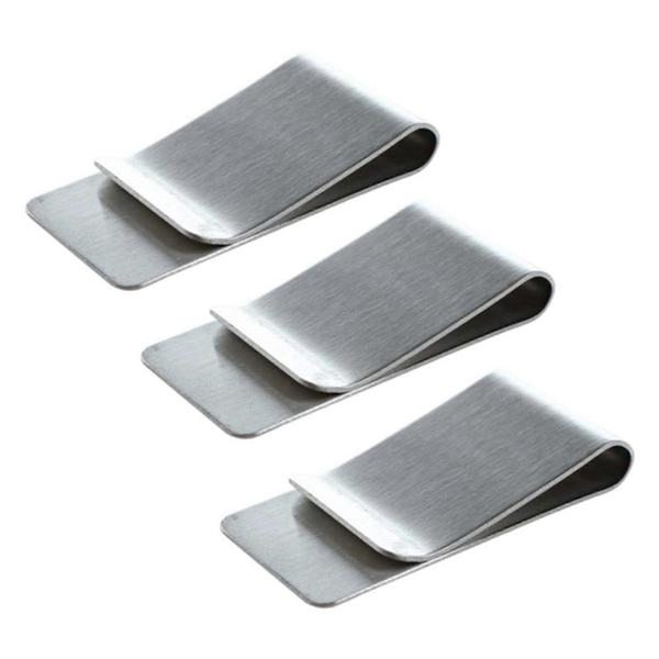 3X Pengeclips, Rustfrit Stål Sølv silver