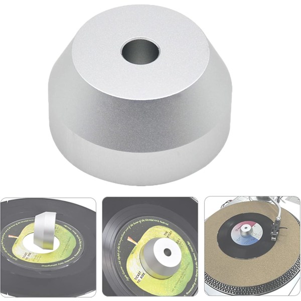45 RPM -sovitin, 7 tuuman vinyylilevyn kupoli 45 -sovitin, 7 tuuman vinyylilevyn sovitin, alumiininen levysovitin gramofonilevylle