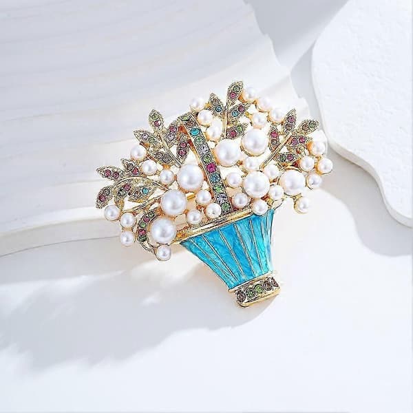 Rhinestone Blomsterkurv Brosje for Kvinner