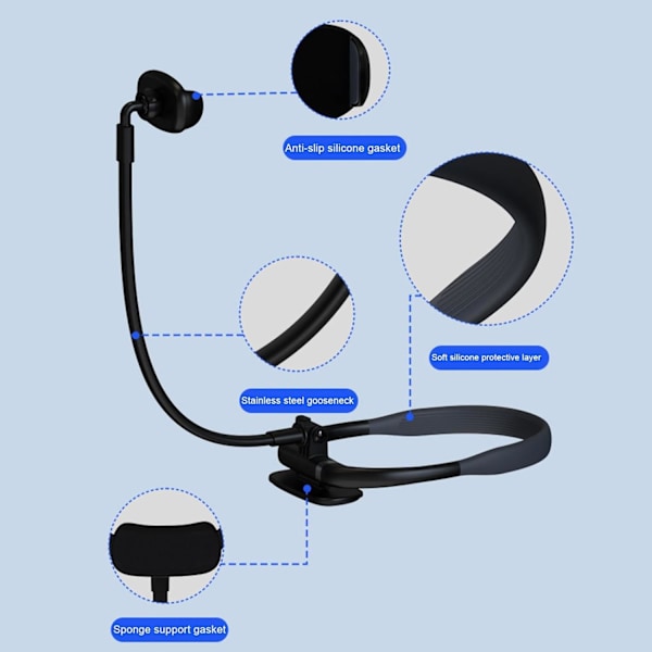 Nakketelefonholder, fleksibel og justerbar telefonstativ 360 graders roterende, håndfri telefonholder for flere funksjoner