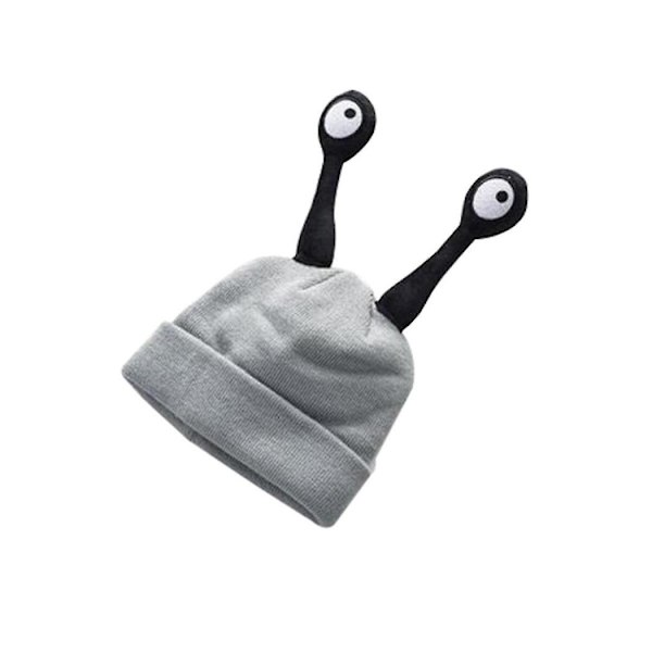Varmt efterår vinter nyhed strikket hue beanie til børn snegl horn insekt tentakel hat (lys grå) Light Grey
