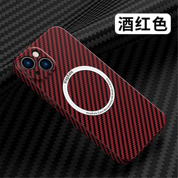 Carbon Fiber 15 Pro Max case, Magsafe case Yhteensopiva Iphone 15 Pro Max magneettiseen langattomaan lataukseen Iskunkestävä Red for iPhone 15 Pro Max