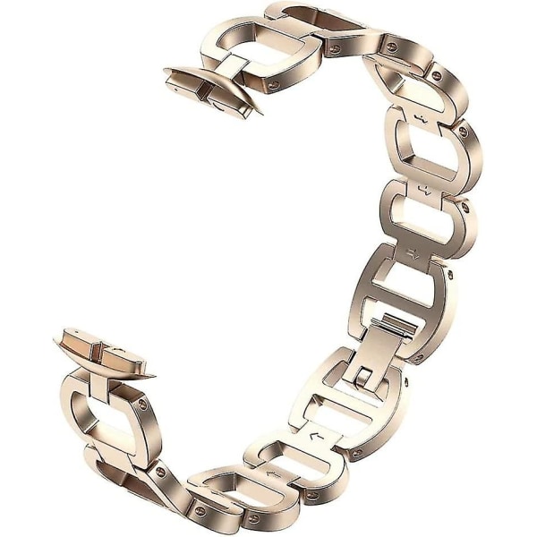 Kompatibel med Fitbit Luxe-band,kvinnor Metal Ersättningskedja Armband Armbandsrem Kompatibel med Fitbit Luxe Special Edition Fitnes Champagne Gold