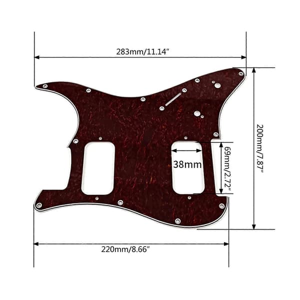 Standard 11 hål 6 strängar gitarr HH plektrumskydd passar för modern gitarr bas stil plektrumskydd skydd repfri platta skruvar