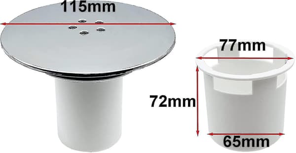 Bruserafløbsdæksel, Afløbsdæksel til Bruser, 90 mm / 115 mm Bruserafløbsdæksel, Bruserafløbsdæksel, Bruserbakke Aflukke Dæksel Krom, Sh