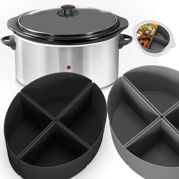 4 st Slow Cooker Liner läckagesäker återanvändbar diskmaskinssäker silikonkokare Slow Stewpot Divider Liner kökstillbehör Tianyuhe Black