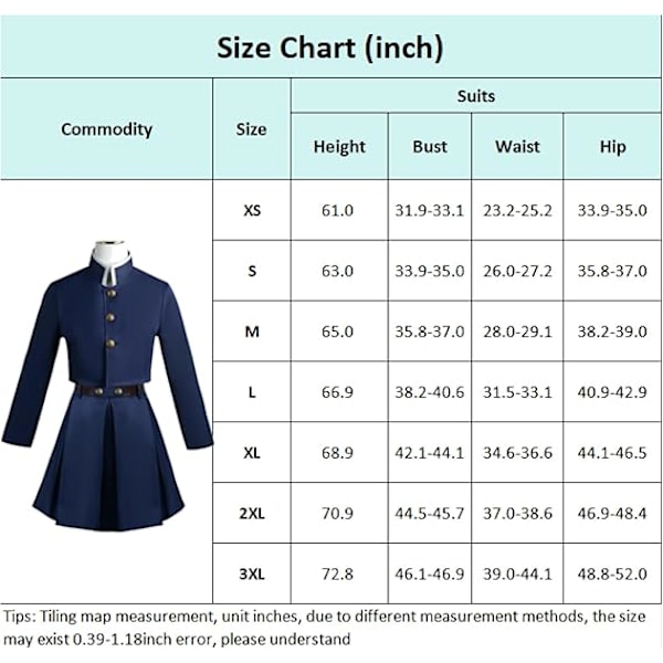 Anime Nobara Kugisaki Cosplay Kostyme, Zenin Maki Uniform Skjørt Frakk Uniform Kostyme Sett Karneval Fest Antrekk Black L