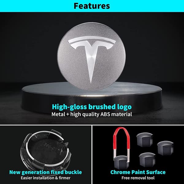 Topfit Hjulnavskapselkit för Tesla, centrumkapselset, hjulmutterkåpa, centrummodifiering, navkapsel för Model Y, Model 3, Model S, Model X