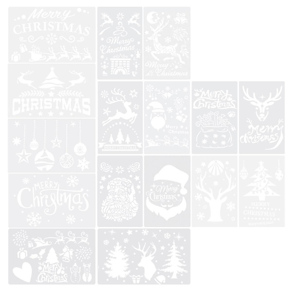 Schabloner för barn, pyssel, schabloner, präglingschabloner, snöspraysschabloner, Grinch-schablon, God jul-schablon, snögubbe-schablon White 25.6X17.2X0.01CM