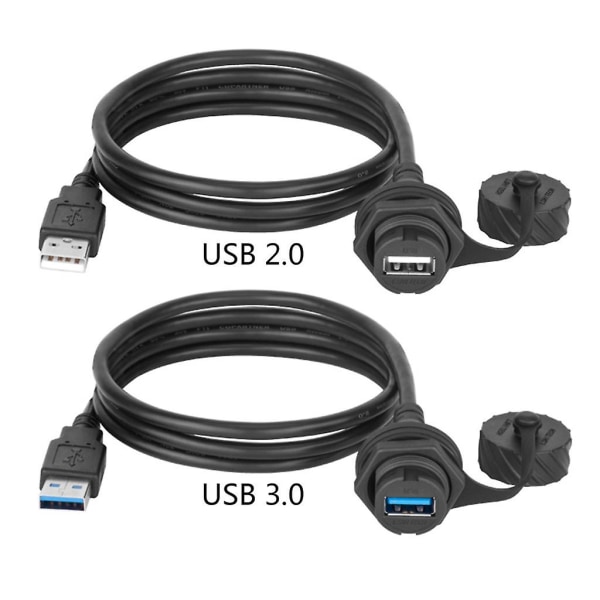 USB 2.0 3.0 -pistorasia uros-naaras jatkokaapelin vedenpitävä paneelikiinnitys A