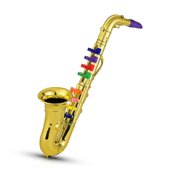 Saxofon Børn Musik Blæseinstrumenter Abs Metallic Guld Saxofon med 8 farvede tangenter