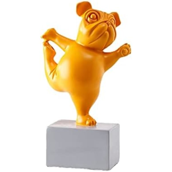 Resin Yoga Fransk Bulldog Statue Resin Hunde Figurer Nordisk Kreativ Tegneserie Dyr Skulptur Børneværelse Indretning Håndværk (Gul)
