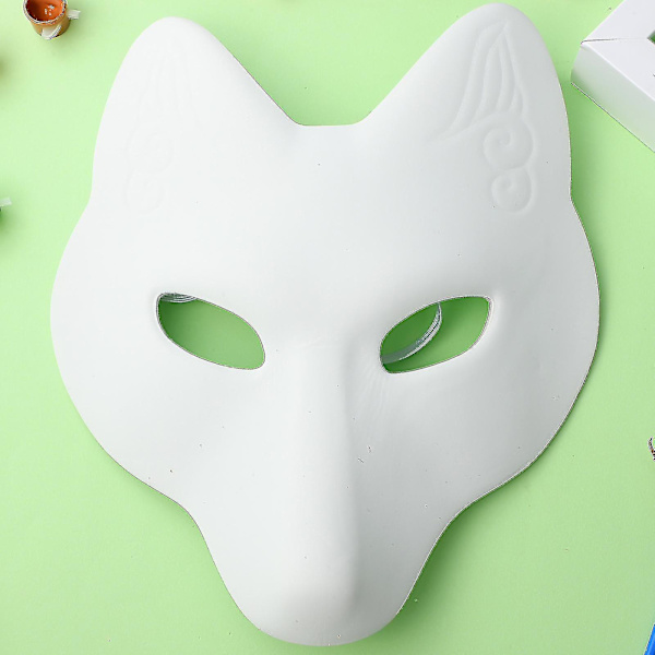 Valkoinen tyhjä naamio Kettu naamio Käsin maalattu Japanilaistyylinen Diy-askartelunaamio Halloween-naamiaisasuun Cosplay Better1