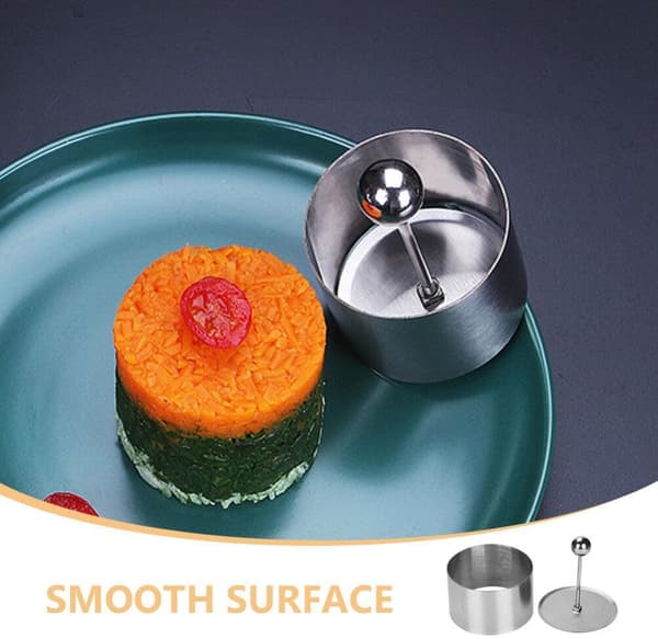 Sølv Onigiri Form Rundt Rustfrit Stål Kage Ringe Mousse Kage Ring Form med Presse Sæt Risform Risbold Maker Sushi Form til Bagning Konditori Dessert