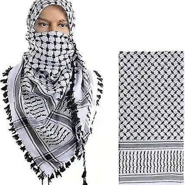 Palestina halsduk Arafat Hatta bred med tofsar Shemagh Keffiyeh Arab unisex halsdukar MED Goft väska white