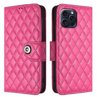 For iPhone 12 Pro Max Diamond Pattern Flip Leather Phone Case with Sn Rose Red