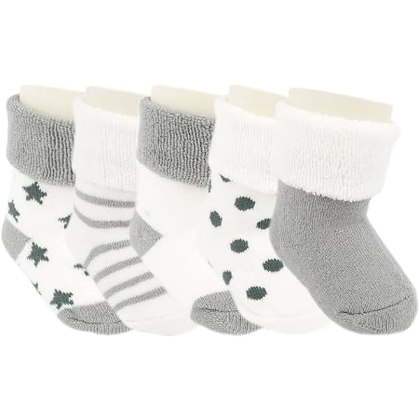 Spädbarn Småbarn Tjocka Sockor Vinterstrumpor 5-Pack