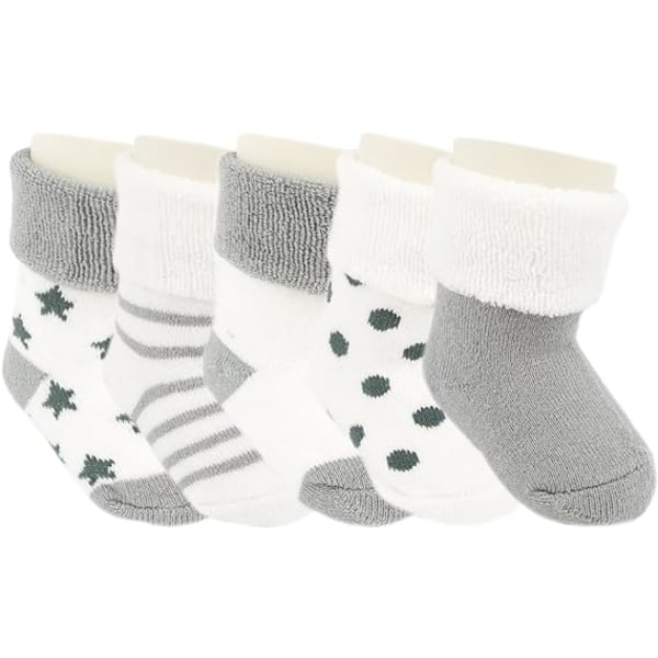 Spædbørn Småbørns ankel tykke sokker Vinterstrømper 5-pak