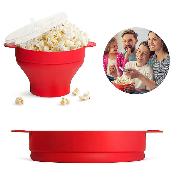 Popcornskål Silikon Hopfällbar 2,8l stor kapacitet mikrovågsugn Diskmaskin Saf