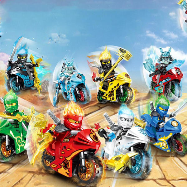 Ninja-sarjan moottoripyöräkilpailu 8 mallia 1 sarja lasten koottu rakennus B colour 1 Set