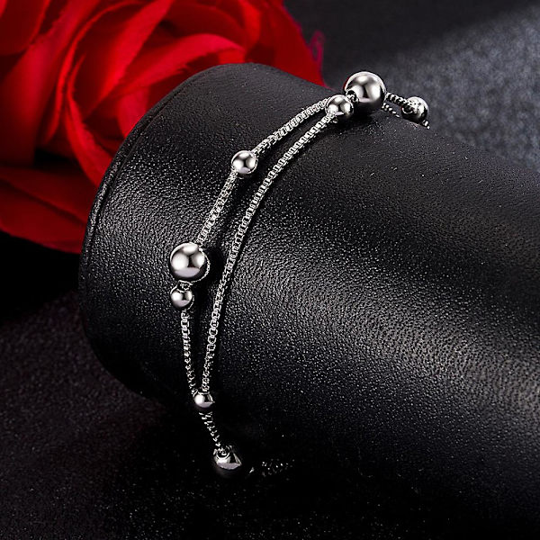 Wabjtam 925 Sterling Sølv Dobbelt Kæde Fodkæde Barfodet Strand Smykker 28cm