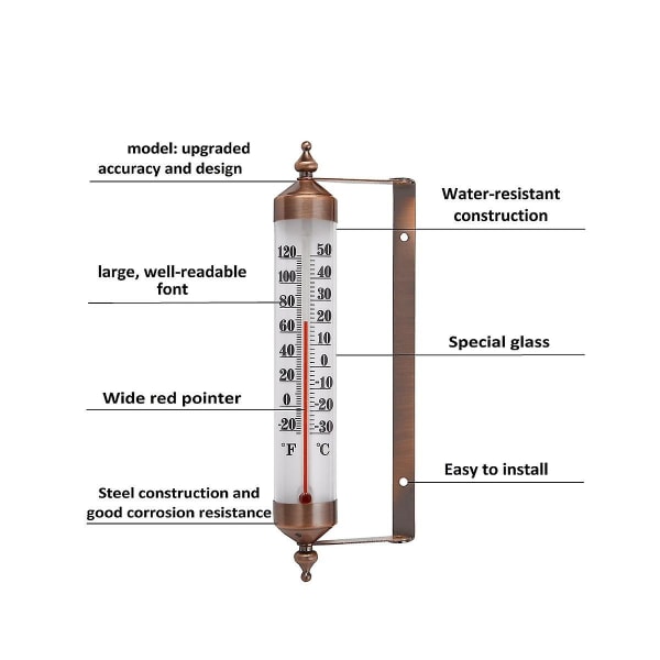 10 tums ny premium stål innenhus/utomhus termometer trådløs dekorativ