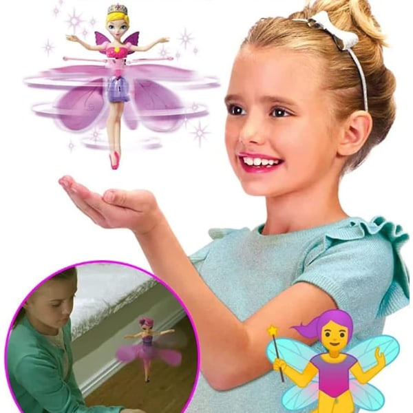 Flygande älva flygande prinsessdocka magisk flygande pixie leksak infraröd induktionskontroll leksak, halloween jul flickor och pojkar leksaker presenter Pink