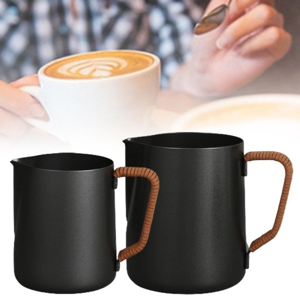 350/600 ML mælkeskummende kande mat sort drypfri tud Rustfrit stål Latte kaffekop mælkekaffe Espresso Cappuccino Latte Art Cup Køkkenværktøj 350ml