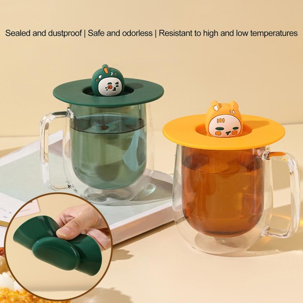 Silikonkopp Lock Livsmedelsklass BPA-fri Värmebeständig Dammtät Återanvändbar flexibel universal kaffemugg cover Orange
