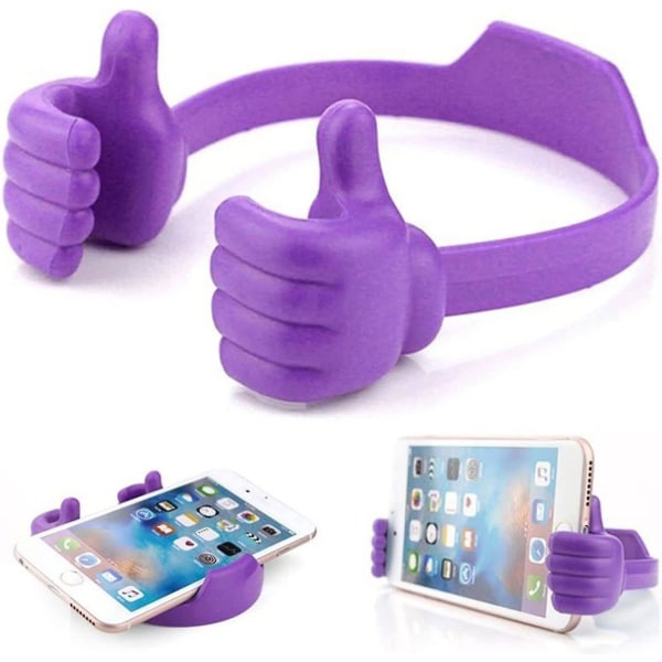 2 stk Tommel opp mobiltelefonholder for skrivebord, universal fleksibelt mobiltelefonstativ for nettbrettholder 2Pcs Purple