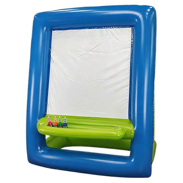 Oppblåsbart staffeli for barn - Oppblåsbart vaskbart PVC-kunststaffeli for småbarn, dobbeltsidig male- og tegnebrett for innendørs og utendørs Blue