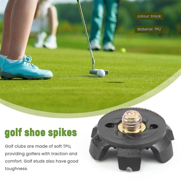 30 stk Golf Spikes Golfsko Spikes Erstatninger Golfsko knopper Golf Spikes klamper med skruenøgleværktøj black