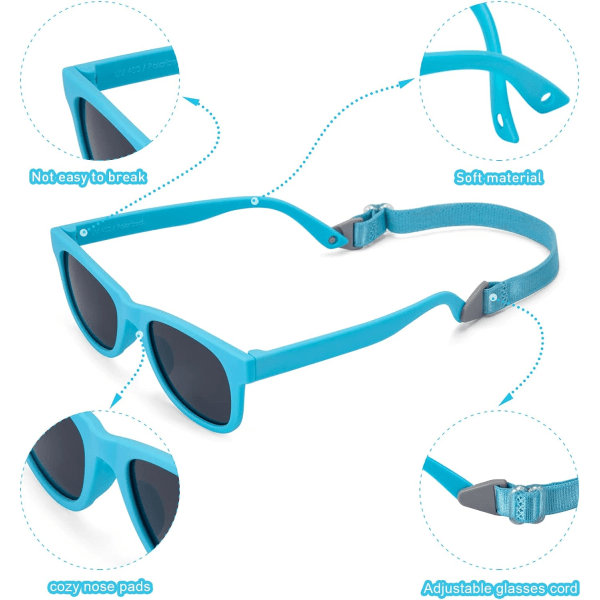 Polariserte barnesolbriller Anti UV400 Babysolbriller Fleksibel gummiinnfatning Unisex sportsbriller for 2-7 år gammel jente og gutt