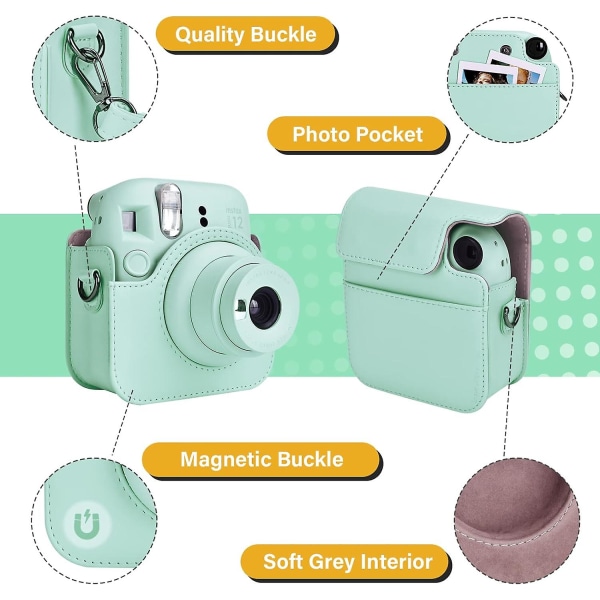 Fodral för Fuji Instax Mini Mini8/8+/9, skyddande fodral i PU-läder för Fujifilm Instax Mini Mini8/8+/9 direktbildskamera, avtagbart fodral med justerbar rem