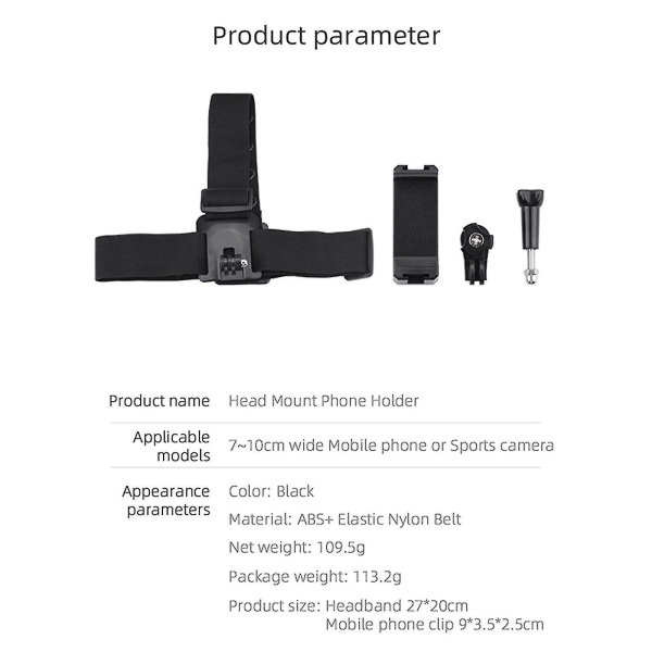 Universal Telefonholder ABS Hovedstroppfeste Hodebåndholder med Mobiltelefon