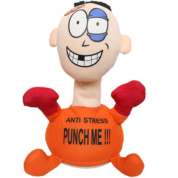 Punch The Villain Punch Me Creative Cartoon Elektrisk plys legetøjsventil skrigende Orange