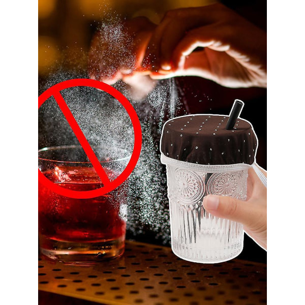 100 % Nytt Anti Spiking Drink Cover Fo Cups Glas Hår & Handled Scrunchie Skydda dig själv Black