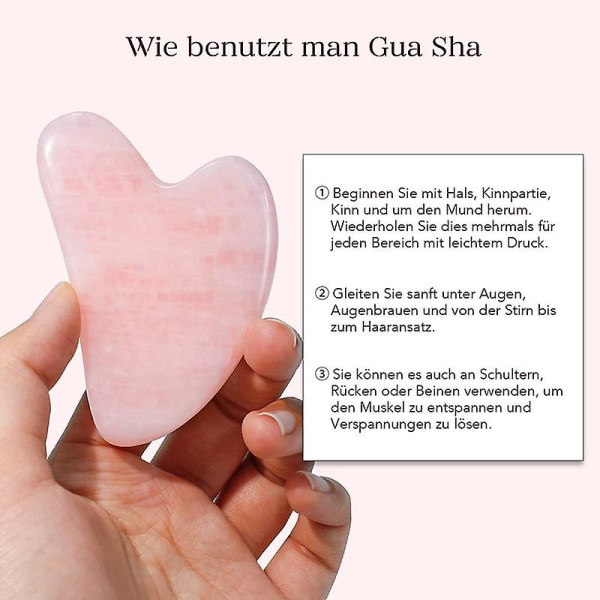 Gua Sha og ansiktsmassasjerull, skjønnhetsmassasjerull av jade og rosenkvarts Pink