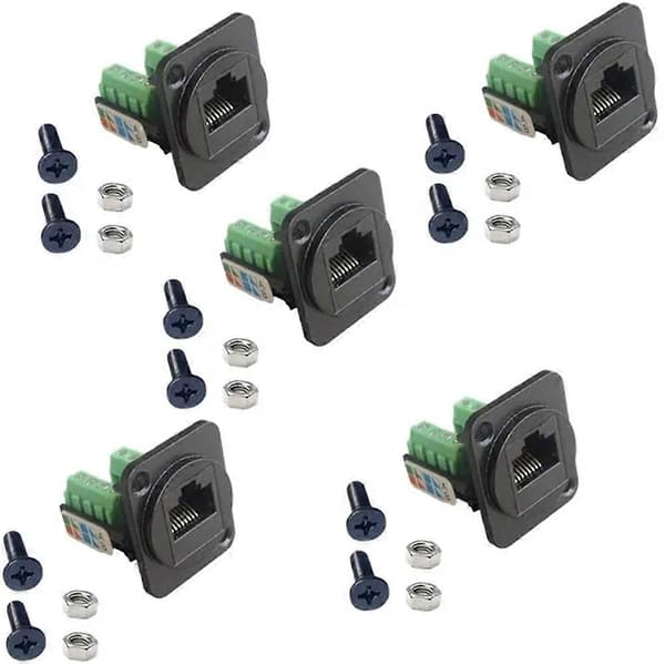 5 RJ45 CAT.5E kabelanslutningar nätverksdatormoduler (svart)