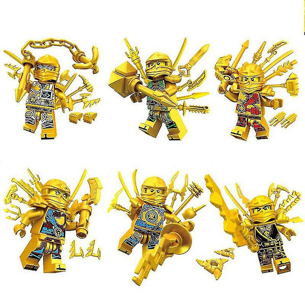 1mor 10th Anniversary Gold Edition Ninja Motorcycle Masters Of Spinjitzu Jay Cole Kai Zane Lloyd Minifigurer Byggeklodser Kid Toy 6pcs
