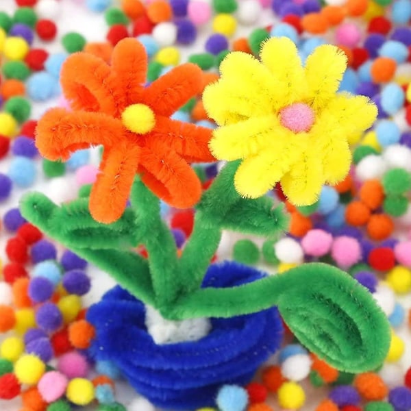 100 stykker 1 tommer diverse Pom Poms, Craft Pom Pom bolde, Farverige Pompoms til gør-det-selv kreative håndværksdekorationer, Kids Craft Project