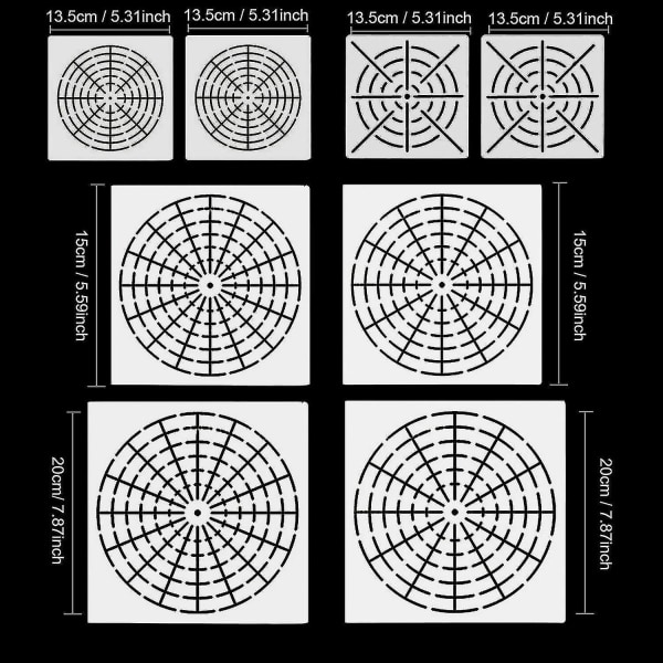 Ritverktyg för målning med mandala - återanvändbara schabloner i mylar för prickmålning - verktyg för gör-det-själv-hantverk