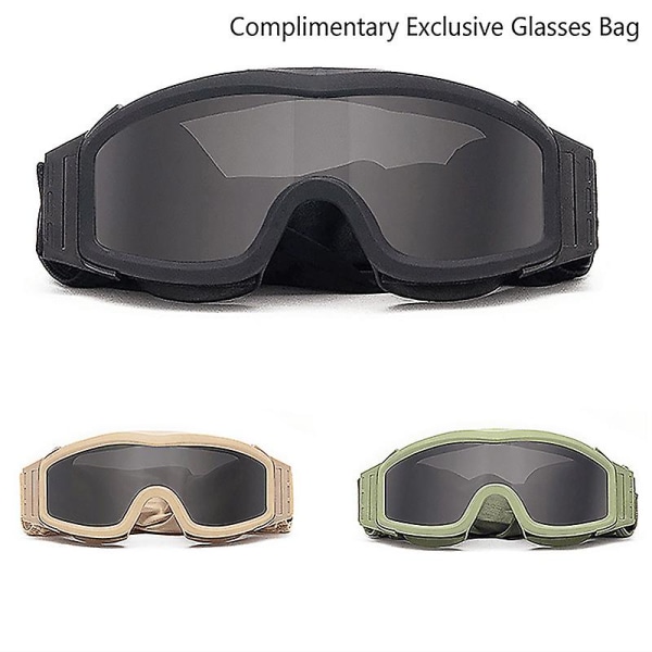Military Fan 2-i-1 Tactical Goggles Anti-vind og Sand Goggles Cs Cross Border khaki